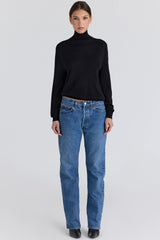 black silk + wool roll neck sweater
