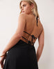 Miss Selfridge Petite linen blend halter neck midaxi dress in black