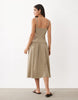 Mango cotton rich dropped waist midi dress in light green