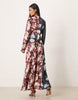 maxi dress with ruched body in mixed floral
