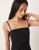 cotton linen blend cami mini sundress with shaped bust in black