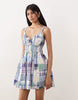 Abercrombie & Fitch v neck smocked mini dress skort in patchwork print