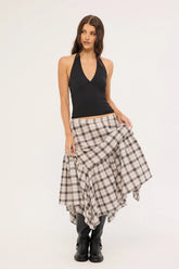 Luck & Trouble Vintage Check Midi Skirt Check Print