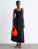 & Other Stories fitted bodice maxi jersey dress with cotton poplin skirting in black