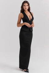 black twill maxi skirt