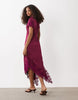 Vero Moda cap sleeve lace skirt detail satin maxi dress in purple