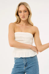 Perfect Stranger Zemi Gathered Strapless Top White