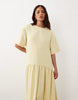 Petite T-shirt drop waist midi dress in buttermilk