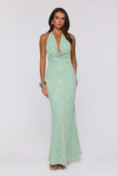 Bling It Babe Halter Maxi Dress Sage