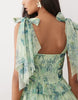 Lace & Beads Bridesmaid bow shoulders tulle maxi dress in sage green print