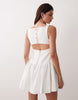 v-neck fit and flare mini sundress in white