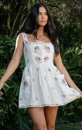 Demi Mini Dress ~ Wild Meadow Embroidery