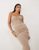 Wanderdoll Pia bandeau ruched hotfix maxi dress in mocha