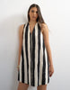 Topshop poplin halter deep hem mini trapeze dress in mono stripe