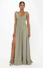 Harper Maxi Dress ~ Moss Green Crisp