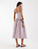 Reclaimed Vintage shirred bodice sundress in burgundy and cream stripe