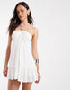 Motel Yvelise mini crinkle dress in off white