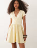 hybrid button front mini dress with poplin skirt in buttermilk yellow