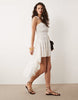 Miss Selfridge high-low hem lace trim midaxi dress in white
