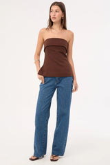 Perfect Stranger Luca Strapless Long Line Top Brown