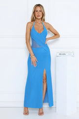 Radiance Mode Halter Maxi Dress Blue