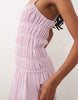 Mango ruched drop waist maxi dress in pastel pink