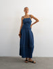 Topshop denim barrel maxi dress in indigo rinse
