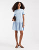 PIECES drop waist short sleeve mini dress in pale blue