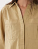 cotton linen mini shirt dress with wide cuffs and oversized pockets in stone