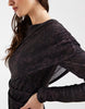 long sleeve wrap detail midi dress in brown animal print