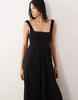 Tall Selina beach shirred maxi dress in black