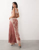 ASOS LUXE embellished beach maxi dress with pink fringe detail
