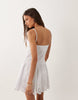 Mango 100% cotton strappy mini dress with embroidered skirt in white