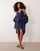 cami v-neck mini sundress with lace overlay in navy