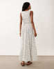 Brave Soul drop waist maxi racer dress with shirred bodice in white floral print