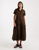 Threadbare poplin tiered midi shirt dress in chocolate brown