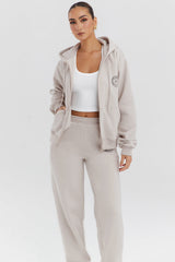 cloud cotton fleece-back zip through hoodie