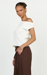 Marilou Top - Knit Off Shoulder Top in White