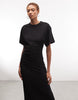 Weekday cinched waist jersey maxi dress in black