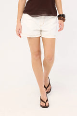 Perfect Stranger Mid Rise 90's Slouch Denim Short White Contrast