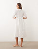 JDY v neck button down midi dress in cream with red ditsy print