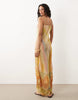 crinkle semi sheer floral mesh maxi dress