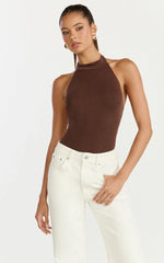 Margot Bodysuit - High Neck Bodysuit in Chocolate