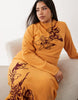 Curve textured embroidered maxi dress in orange