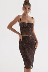 black lace midi skirt