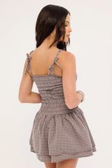 Worship Cheek Shirred Mini Dress Blackberry
