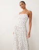 cami with full skirt midi dress polka dot print