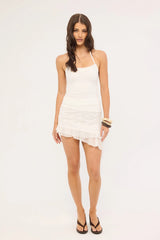Luck & Trouble Kelsie Lace Splice Mini Skirt White