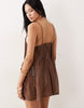 Tall Rita pleated beach cover up in chocolate