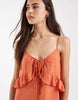 Vero Moda Tall frill trim cami mini dress in rust